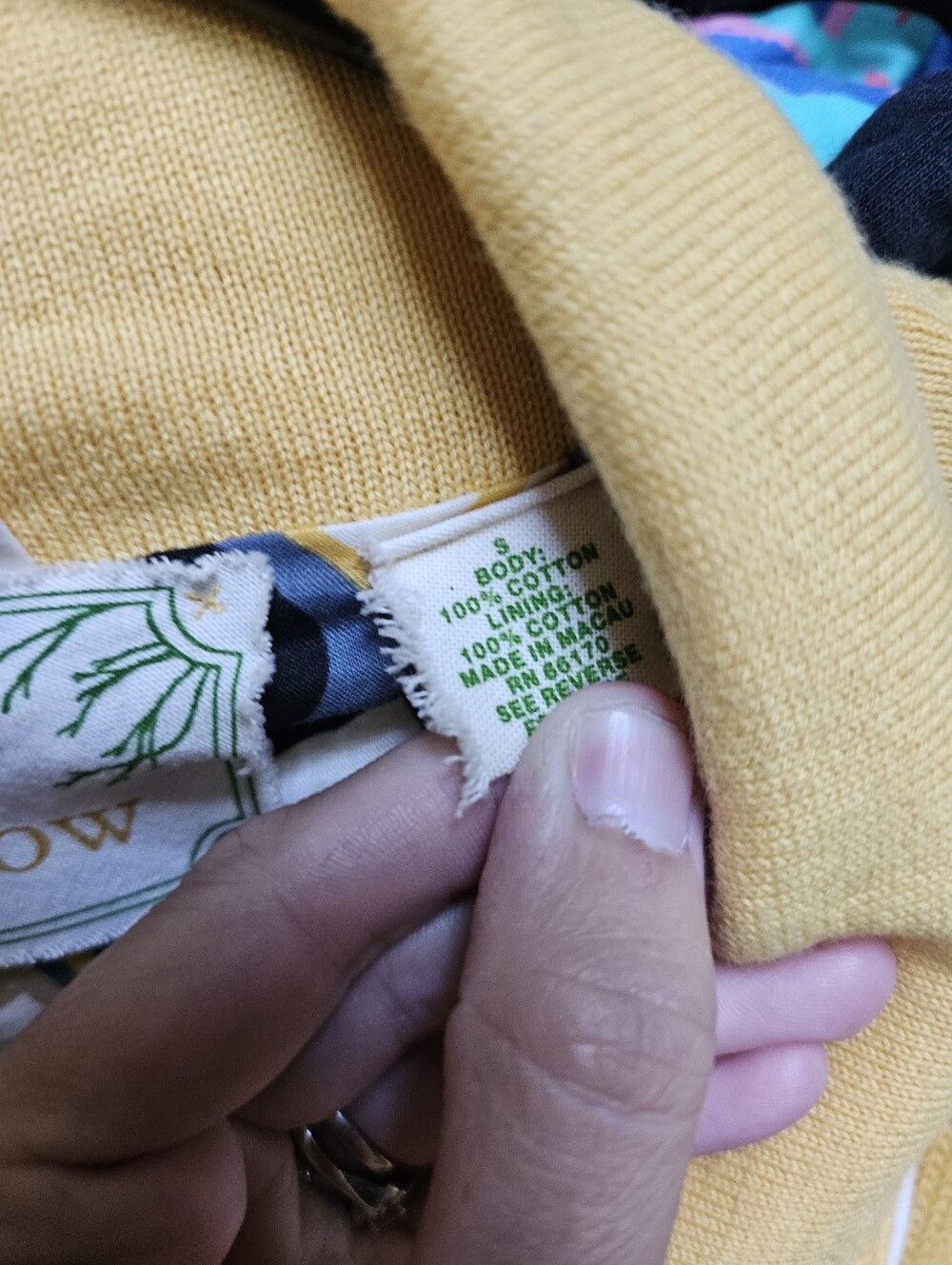 SPARROW x Anthropologie S Mustard Yellow Knit Blazer Style Sweater w White Trim - Picture 3 of 5